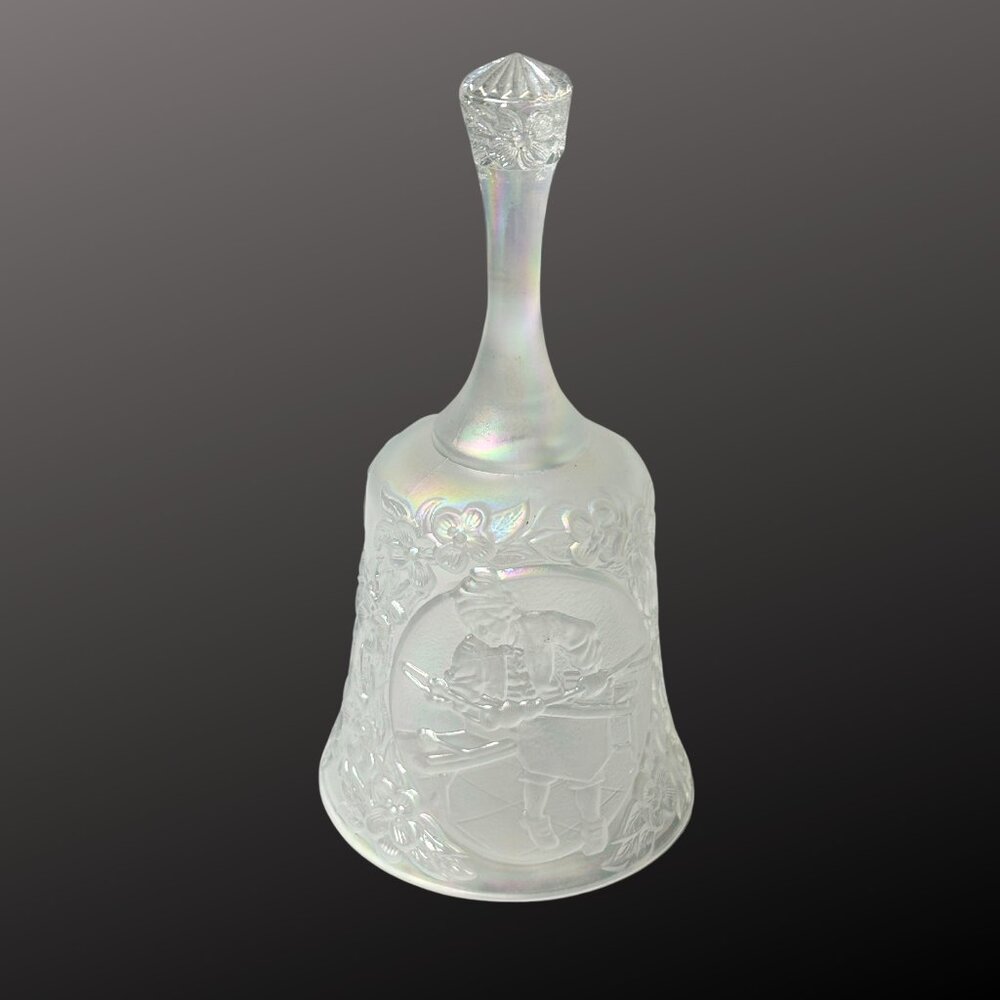Vintage Fenton Glass Bell w/ Glassblower & Floral Design